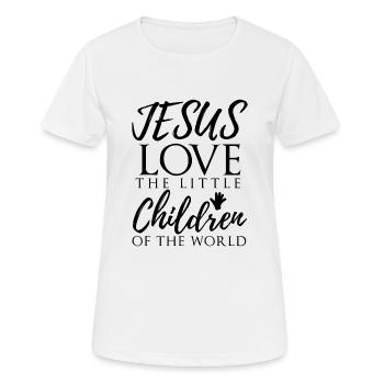 Werdet wie die Kinder, Christlich, Jesus - Frauen T-Shirt atmungsaktiv - Weiß - Vorne - AI Model Female 172 dark (172cm)