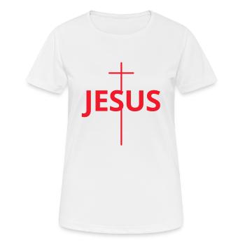Jésus - Croix - Jésus - Chrétien - T-shirt respirant Femme - blanc - Devant - AI Model Female 172 dark (172cm)