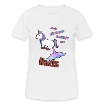 Contre la licorne nazie, contre la droite - T-shirt respirant Femme - blanc - Devant - AI Model Female 172 dark (172cm)