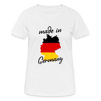 Made in Germany - Frauen T-Shirt atmungsaktiv - Weiß - Vorne - AI Model Female 172 dark (172cm)