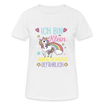Ich bin klein aber Scheiss gefährlich! Einhorn - Frauen T-Shirt atmungsaktiv - Weiß - Vorne - AI Model Female 172 dark (172cm)