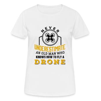 Cool Old Man Drone Pilotow T - Frauen T-Shirt atmungsaktiv - Weiß - Vorne - AI Model Female 172 dark (172cm)