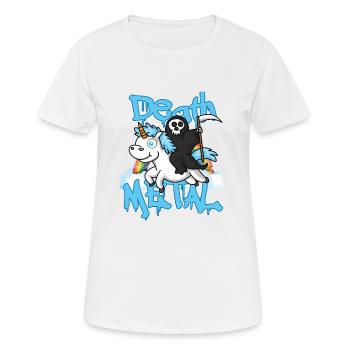 Death Metal Einhorn Sensenmann Death's Head - Frauen T-Shirt atmungsaktiv - Weiß - Vorne - AI Model Female 172 dark (172cm)