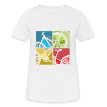Fahrrad Motiv Bunt Ausschintte Perspektive - T-shirt respirant Femme - blanc - Devant - AI Model Female 172 dark (172cm)