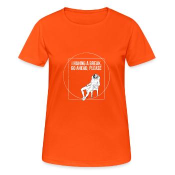 funny vitruvian man sitting gift - Women's Breathable T-Shirt - neon orange - Front - AI Model Female 172 dark (172cm)