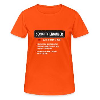 IT Security Sicherheit Definition Cybersecurity - Frauen T-Shirt atmungsaktiv - Neonorange - Vorne - AI Model Female 172 dark (172cm)