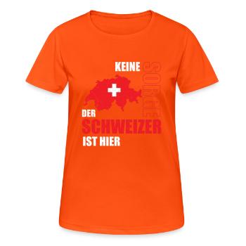Lustiger Schweizer Spruch Schweiz Fahne Geschenk - Frauen T-Shirt atmungsaktiv - Neonorange - Vorne - AI Model Female 172 dark (172cm)