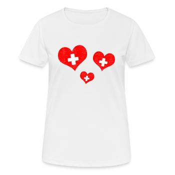 Schweiz Switzerland Herzen Liebe süß Geschenk - Frauen T-Shirt atmungsaktiv - Weiß - Vorne - AI Model Female 172 dark (172cm)