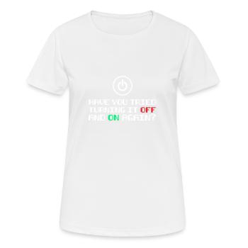 Turn it on and off gift - Women's Breathable T-Shirt - white - Front - AI Model Female 172 dark (172cm)