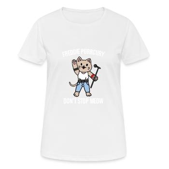 Freddie Purrcury don't stop meow cat gift - Women's Breathable T-Shirt - white - Front - AI Model Female 172 dark (172cm)