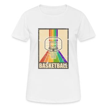 Basketball Retro Basketballkorb Regenbogen - Frauen T-Shirt atmungsaktiv - Weiß - Vorne - AI Model Female 172 dark (172cm)