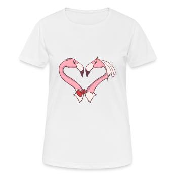 Hochzeitspaar Flamingo - Frauen T-Shirt atmungsaktiv - Weiß - Vorne - AI Model Female 172 dark (172cm)