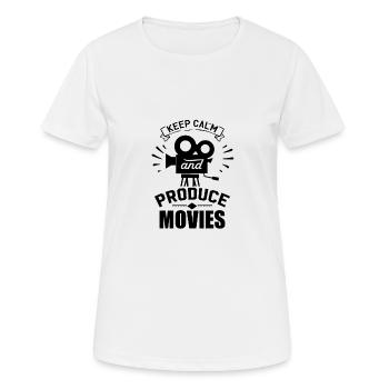 Video filmen - Frauen T-Shirt atmungsaktiv - Weiß - Vorne - AI Model Female 172 dark (172cm)