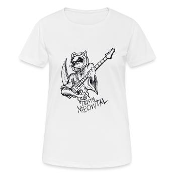 Death Metal Katze Geschenk Gitarrist Meowtal Cat - Frauen T-Shirt atmungsaktiv - Weiß - Vorne - AI Model Female 172 dark (172cm)