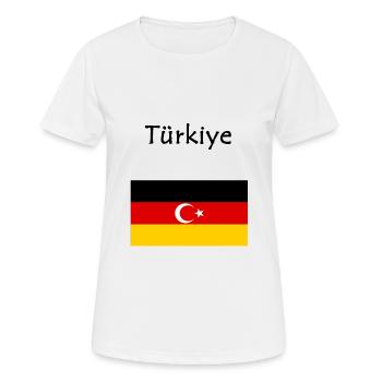 Türkiye Turquie demi-lune turc drapeau allemand - T-shirt respirant Femme - blanc - Devant - AI Model Female 172 dark (172cm)