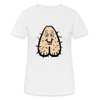 Testicules, pénis pour le visage, sac, cadeau poilu drôle. - T-shirt respirant Femme - blanc - Devant - AI Model Female 172 dark (172cm)