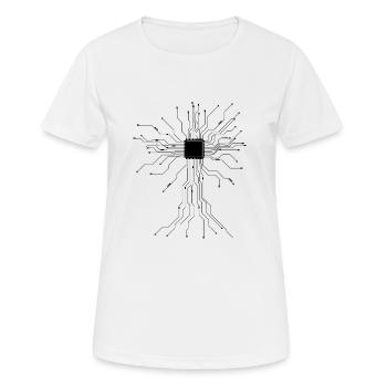 Informatiker CPU Herzschlag Geschenk für Nerds - Frauen T-Shirt atmungsaktiv - Weiß - Vorne - AI Model Female 172 dark (172cm)
