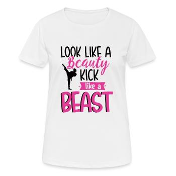 Lustiger Kickbox und Muay Thai Spruch für Mädchen - Frauen T-Shirt atmungsaktiv - Weiß - Vorne - AI Model Female 172 dark (172cm)