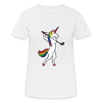 Lustiges Einhorn Golfschwung Golfspieler Geschenk - Frauen T-Shirt atmungsaktiv - Weiß - Vorne - AI Model Female 172 dark (172cm)