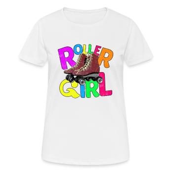 "Roller Girl" fille de roller - T-shirt respirant Femme - blanc - Devant - AI Model Female 172 dark (172cm)