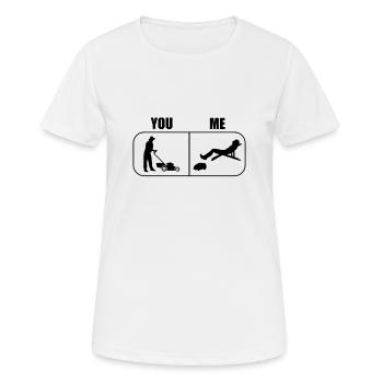 Toi et moi maehroboter pelouse tondre cadeau 0768 - T-shirt respirant Femme - blanc - Devant - AI Model Female 172 dark (172cm)
