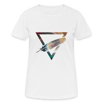 Feder im Dreieck aus dem Universum - Frauen T-Shirt atmungsaktiv - Weiß - Vorne - AI Model Female 172 dark (172cm)