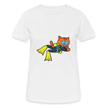 Funny Diving Scuba Diving Cat Diver - T-shirt respirant Femme - blanc - Devant - AI Model Female 172 dark (172cm)