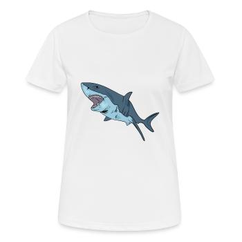 Requin requin - T-shirt respirant Femme - blanc - Devant - AI Model Female 172 dark (172cm)