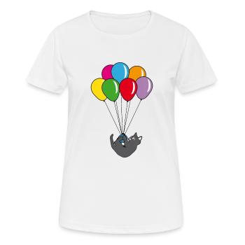 Ballon drôle chat noir - T-shirt respirant Femme - blanc - Devant - AI Model Female 172 dark (172cm)