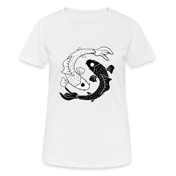 Balance de carpes Yin et Yang Koi - T-shirt respirant Femme - blanc - Devant - AI Model Female 172 dark (172cm)