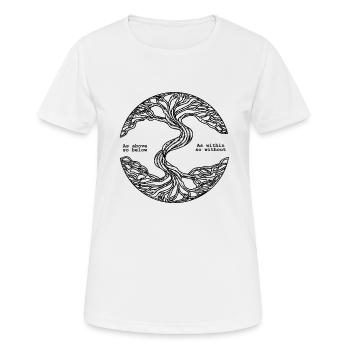 Arbre du monde - Comme ci-dessus, donc ci-dessous - T-shirt respirant Femme - blanc - Devant - AI Model Female 172 dark (172cm)