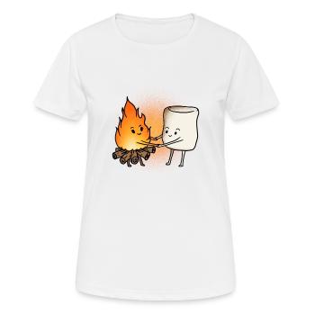 marshmallow and fire gift - Women's Breathable T-Shirt - white - Front - AI Model Female 172 dark (172cm)