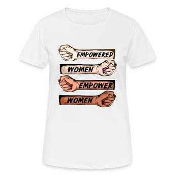 Gleichberechtigung Frauen Shirt Emanzipation Stark - Frauen T-Shirt atmungsaktiv - Weiß - Vorne - AI Model Female 172 dark (172cm)