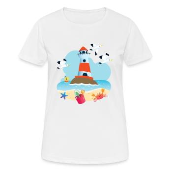 Leuchtturm Strand - Frauen T-Shirt atmungsaktiv - Weiß - Vorne - AI Model Female 172 dark (172cm)