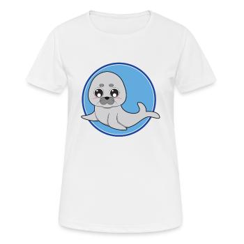 Otarie phoque mignonne - T-shirt respirant Femme - blanc - Devant - AI Model Female 172 dark (172cm)