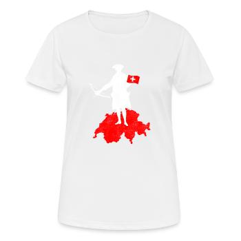 Schweiz Schweizer Schild Wilhelm Tell Geschenk - Frauen T-Shirt atmungsaktiv - Weiß - Vorne - AI Model Female 172 dark (172cm)