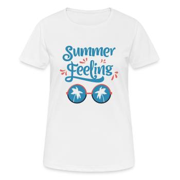 Sentiments d'été, lunettes de soleil - T-shirt respirant Femme - blanc - Devant - AI Model Female 172 dark (172cm)