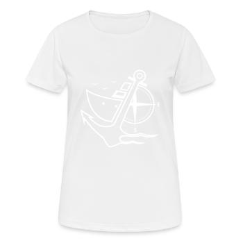 Ancre avec boussole et yacht - T-shirt respirant Femme - blanc - Devant - AI Model Female 172 dark (172cm)