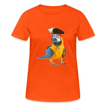 Parrot of the Caribbean Bird Pirate Look Halloween - Women's Breathable T-Shirt - neon orange - Front - AI Model Female 172 dark (172cm)