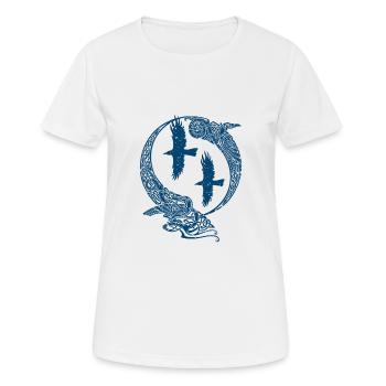 Odin Ravens Huginn Muninn Walhalla Corbeau - T-shirt respirant Femme - blanc - Devant - AI Model Female 172 dark (172cm)