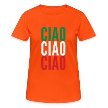 Ciao Italy - Frauen T-Shirt atmungsaktiv - Neonorange - Vorne - AI Model Female 172 dark (172cm)