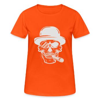 Gangster, Schädel, Lifestyle - Frauen T-Shirt atmungsaktiv - Neonorange - Vorne - AI Model Female 172 dark (172cm)