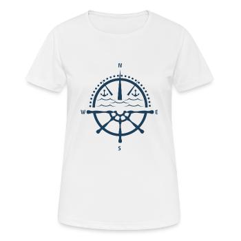 Les gens de mer conçoivent avec boussole et volant - T-shirt respirant Femme - blanc - Devant - AI Model Female 172 dark (172cm)