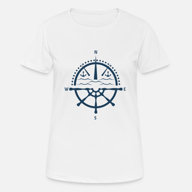 Seafarers design with compass and steering wheel - Women's Breathable T-Shirt - white