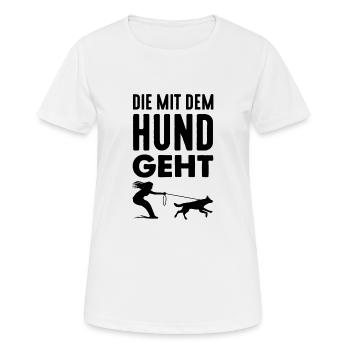 Le chien va à l’éducation des chiens promener dogge - T-shirt respirant Femme - blanc - Devant - AI Model Female 172 dark (172cm)