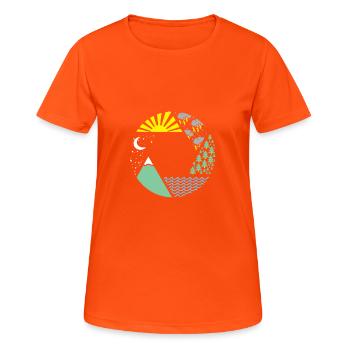 aperture elements weather gift - Women's Breathable T-Shirt - neon orange - Front - AI Model Female 172 dark (172cm)