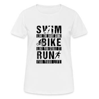 Triathlon Swim Race Bike Run Sprint Retro - Women's Breathable T-Shirt - white - Front - AI Model Female 172 dark (172cm)