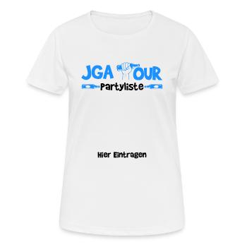 JGA Bachelor Party Guest List Gift - Women's Breathable T-Shirt - white - Front - AI Model Female 172 dark (172cm)