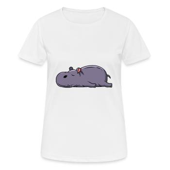 sleep hippopotamus Müdes Faules Nilpferd nope - Frauen T-Shirt atmungsaktiv - Weiß - Vorne - AI Model Female 172 dark (172cm)
