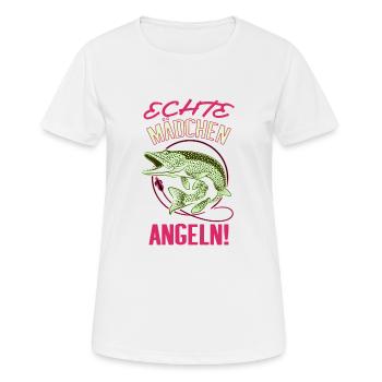 Echte Mädchen Angeln - Frauen T-Shirt atmungsaktiv - Weiß - Vorne - AI Model Female 172 dark (172cm)
